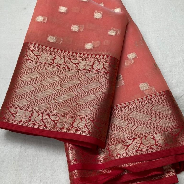 Banarasi Kora Organza good Chanderi Booti Silk Saree