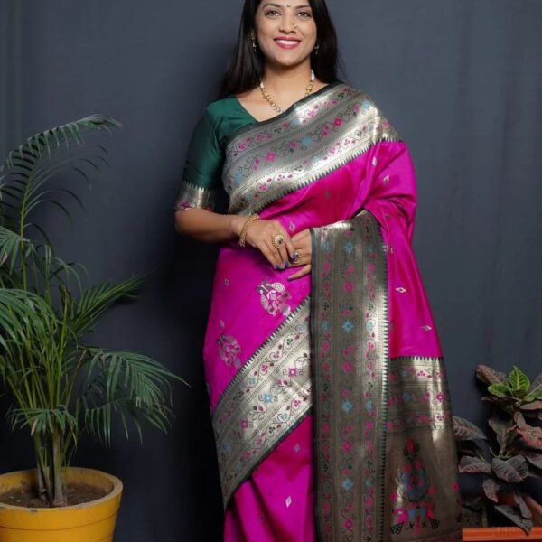 Paithani Pure Silk Handloom Saree With Pure Zari