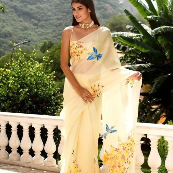 Pure Organza Silk Saree with Elegant Prints