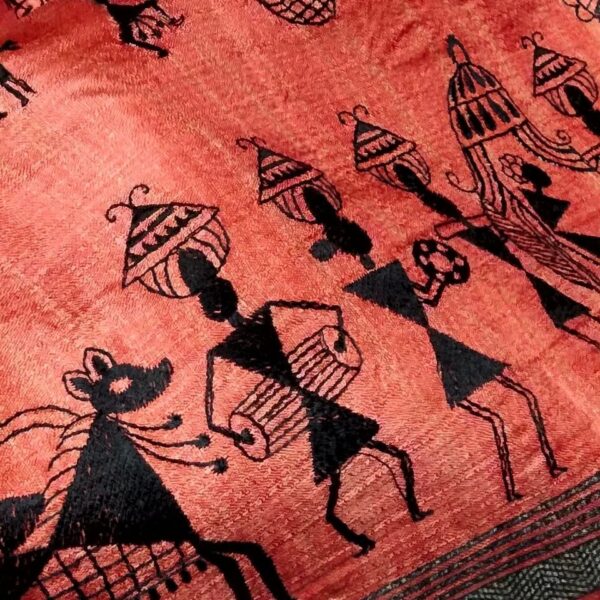 *Semi Tussar Silk Embroidery Work Silk Saree